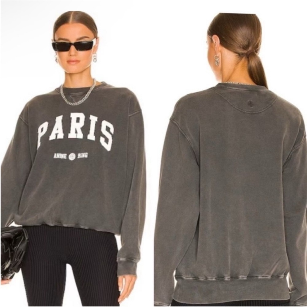 Anine Bing Oversized Gray Crew Neck Sweatshirt